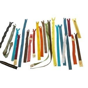 Lot of 26 vintage zippers - 24 new, 2 usesd Emar USA Metal & Talon Brass, Serval